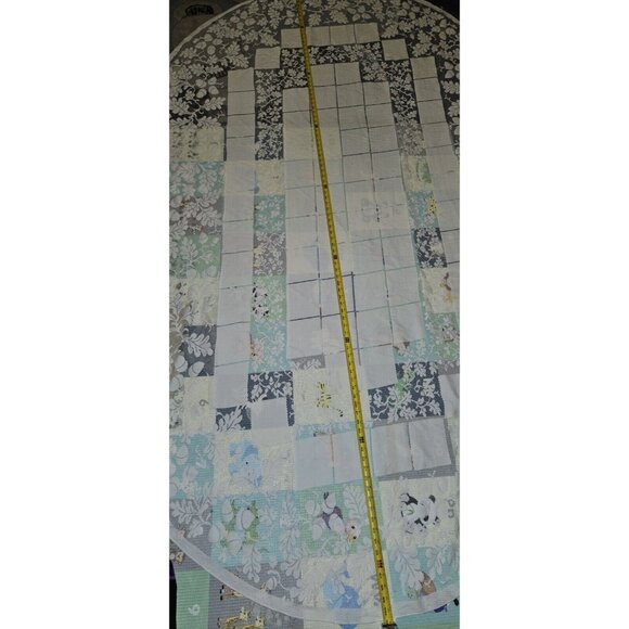 Antique Vtg Handmade Lace Estate Oval Tablecloth w/ Cutwork Leaf & Acorn Design - Picture 4 of 7